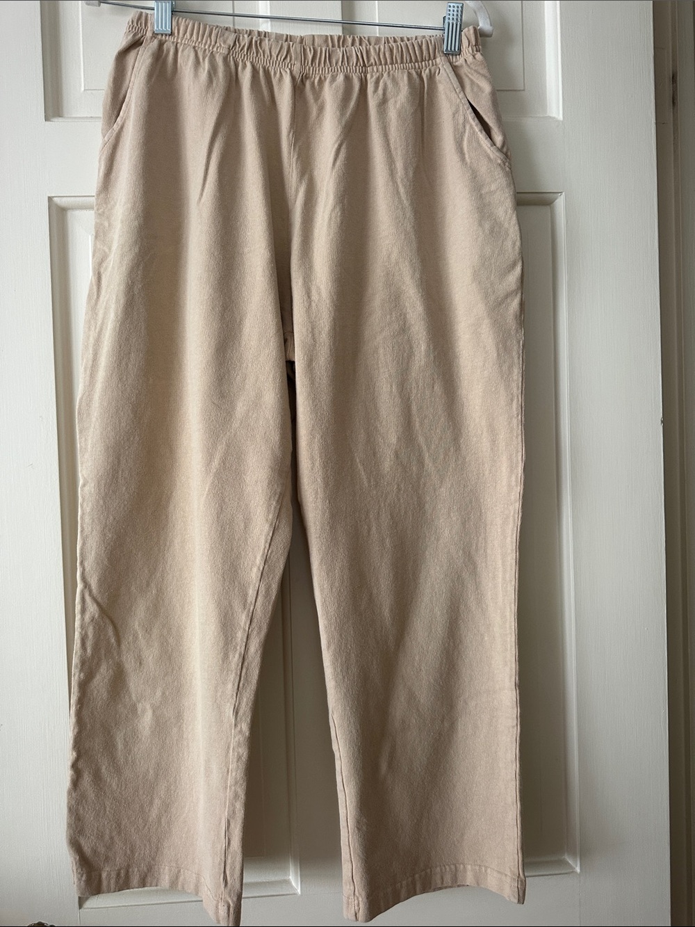 Men's Beige Elastic-Waist Pants